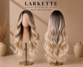 The Barcelona Sunset Ombré - 28 Inch Dark Root Blonde Body Wave Human Blend Lace Front Wig - Front and Back View