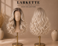 The Cannes Coastal Curl - 22 Inch Blonde Brown Mixed Wavy Synthetic HD Lace Front Wig - Front and Back View