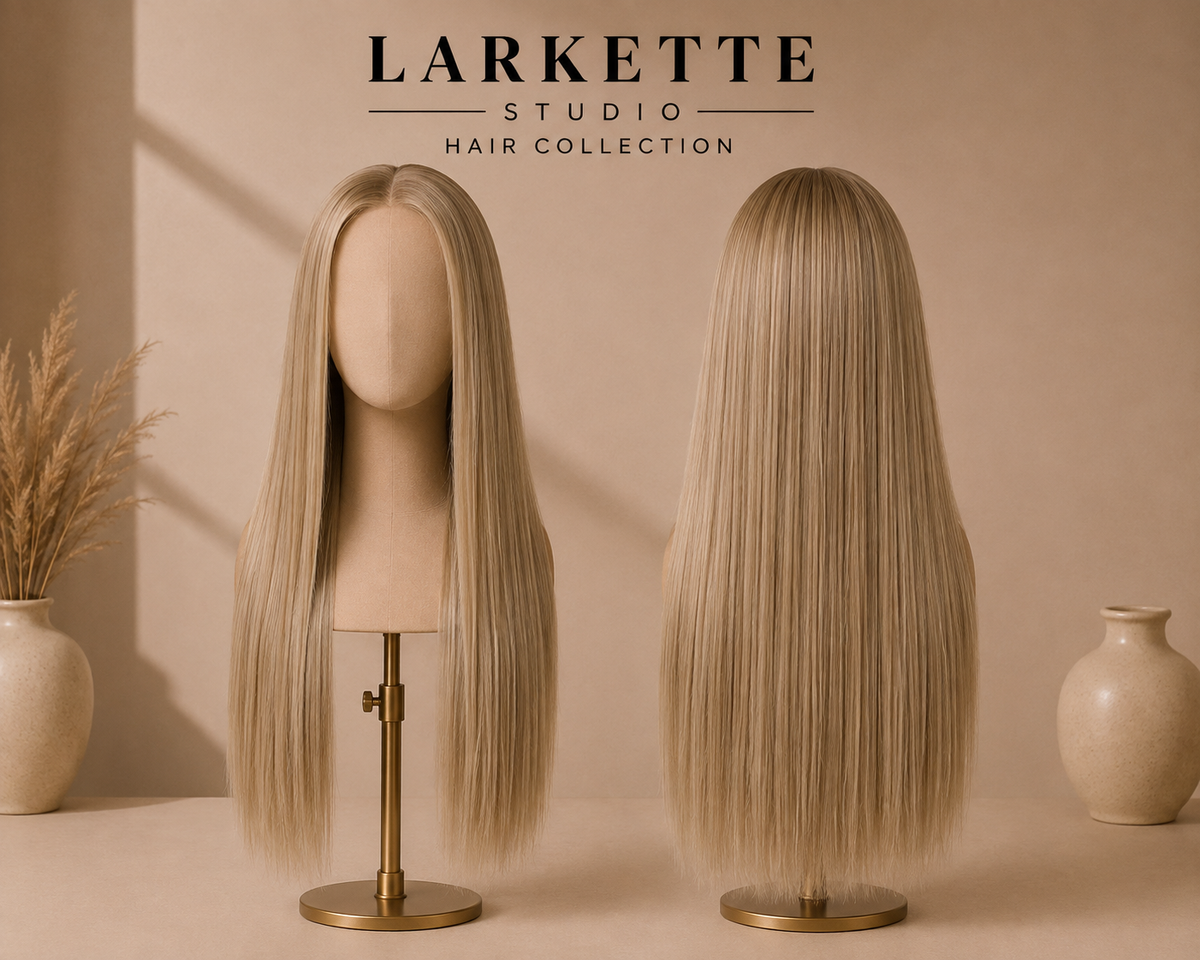 The Copenhagen Frost Silk - 24 Inch Blonde Straight Glueless 13x4 Lace Front Wig - Front and Back View