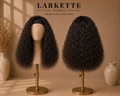 The Lyon Luxe Curl - 20 Inch Dark Brown Water Wave Human Blend Headband Wig - Front and Back View