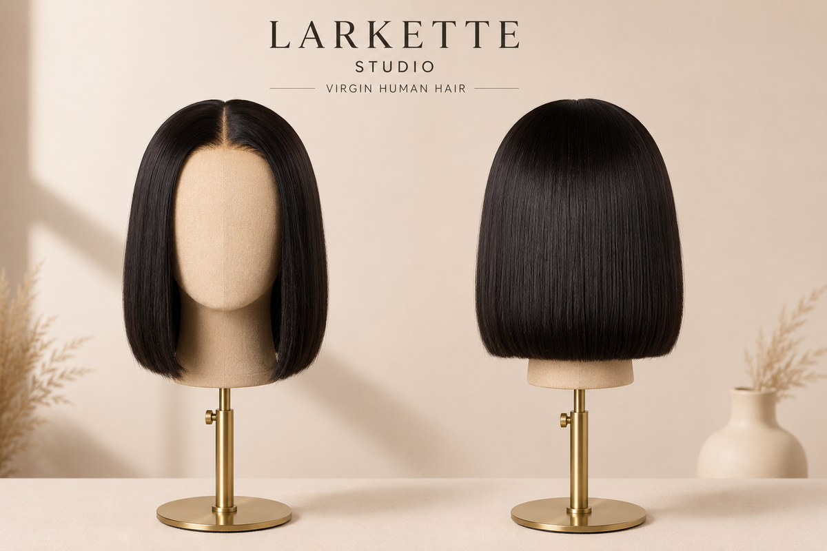 Brazilian Full Frontal Short Bob Wig - 13x4 Lace Frontal - Front and Back View
