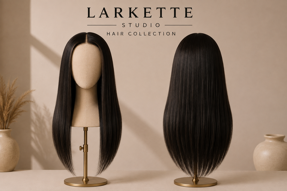 The Milan Sleek - 24 Inch Straight Human Blend Lace Front Wig - Front and Back View