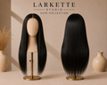 The Paris Silhouette - 24 Inch Black Straight Human Blend Lace Front Wig - Front and Back View