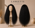 The Santorini Waves - 28 Inch Black Kinky Curly Lace Front Wig - Front and Back View