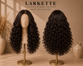 The Seville Midnight Waves - 24 Inch Black Brown Curly Human Blend Lace Front Wig - Front and Back View