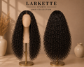 The Zurich Royal Spiral - 28 Inch Chocolate Brown Deep Curly Human Blend Glueless Lace Front Wig - Front and Back View